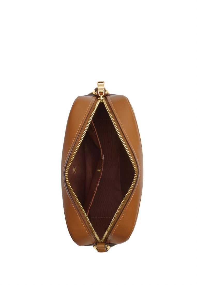 Jamie Camera Bag In Signature Canvas With Stripe Chalk Lt Saddle