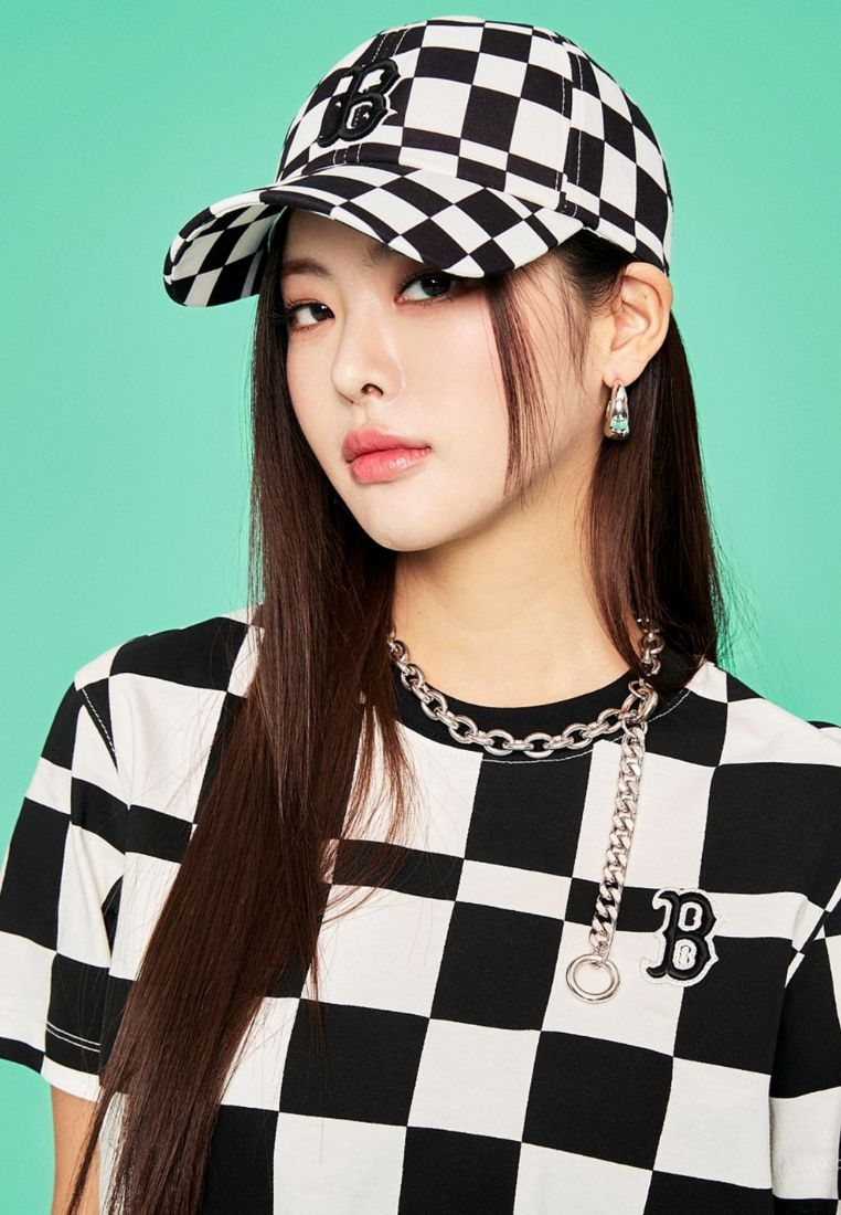 Checkerboard Unstructured Ball Cap BOSTON RED SOX black