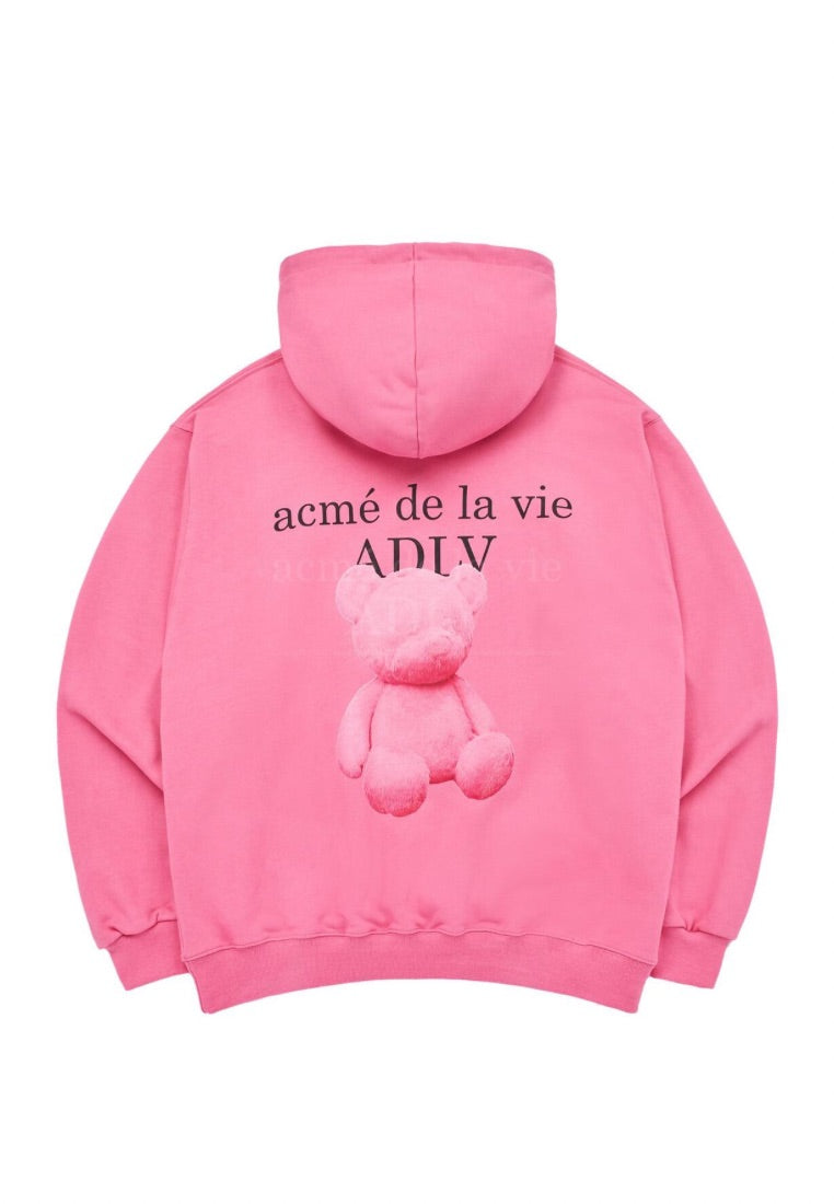 Fuzzy Bear Hoodie Dark Pink