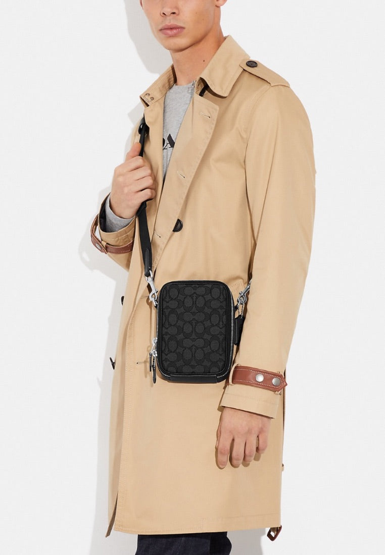 Stanton Crossbody In Signature Jacquard Charcoal Black