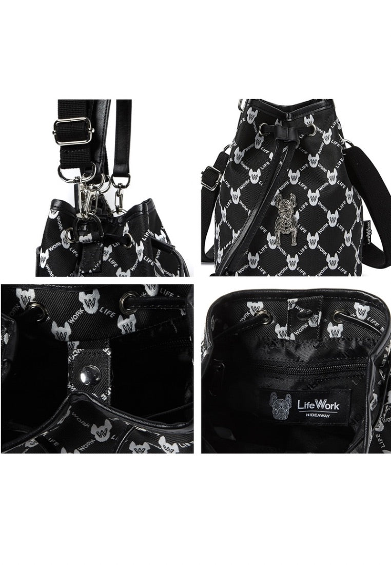 Jacquard 2WAY Mini Bucket Bag Pattern Black