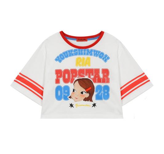 Pop Star Semi Crop T-Shirt F Ria