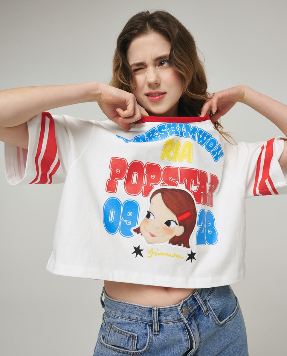 Pop Star Semi Crop T-Shirt F Ria