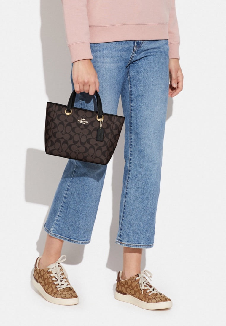 Alice Satchel In Signature Canvas Brown Black