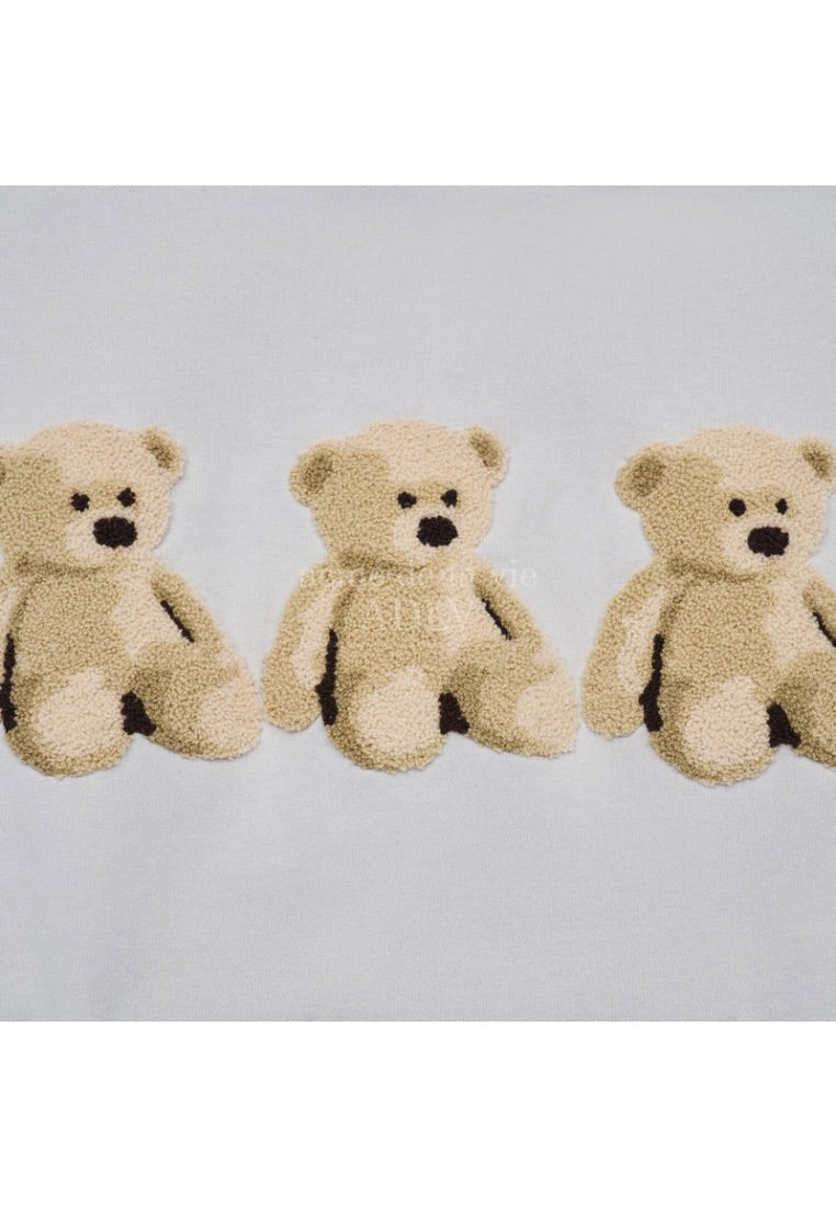 Three Boucle Bear Hoodie Light Grey