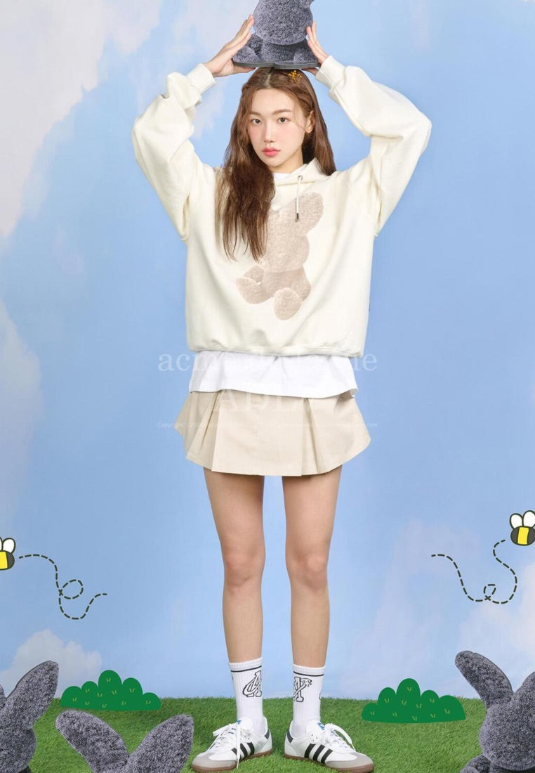 Cream Fuzzy Rabbit Hoodie