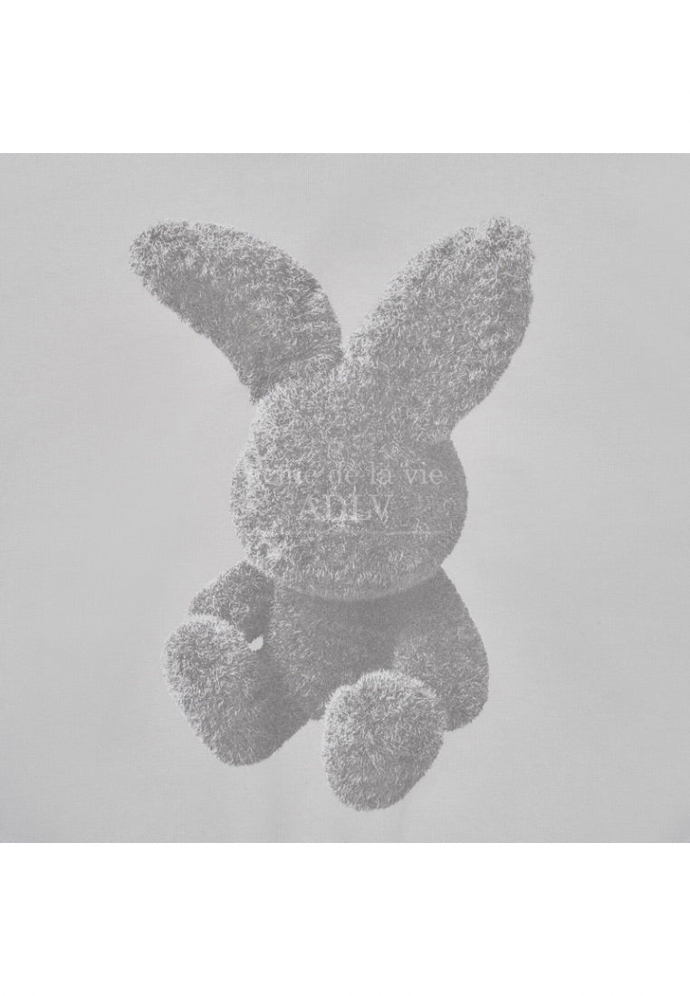 Grey Fuzzy Rabbit Hoodie Grey