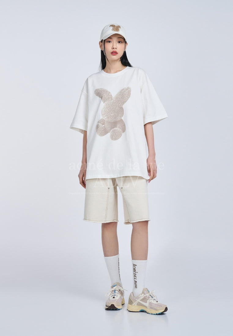 Cream Fuzzy Rabbit T-Shirt