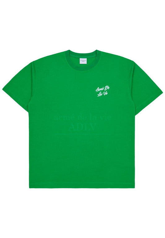 Script Logo Printing Short Sleeve T-Shirt Green