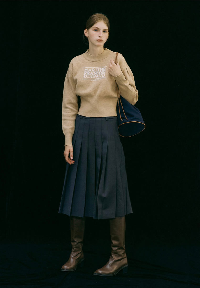 W Classic Logo Crop Knit Beige