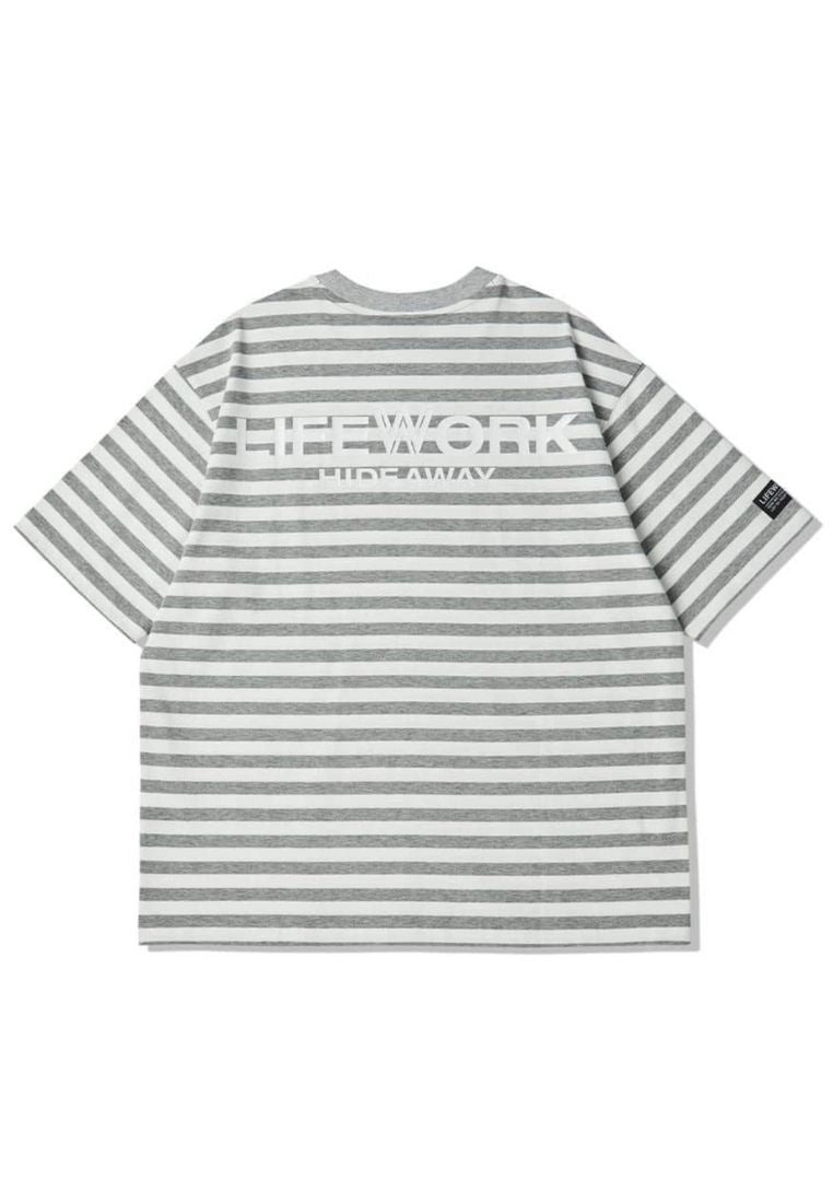 Radog Wappen Stripe T-Shirt Melange Grey