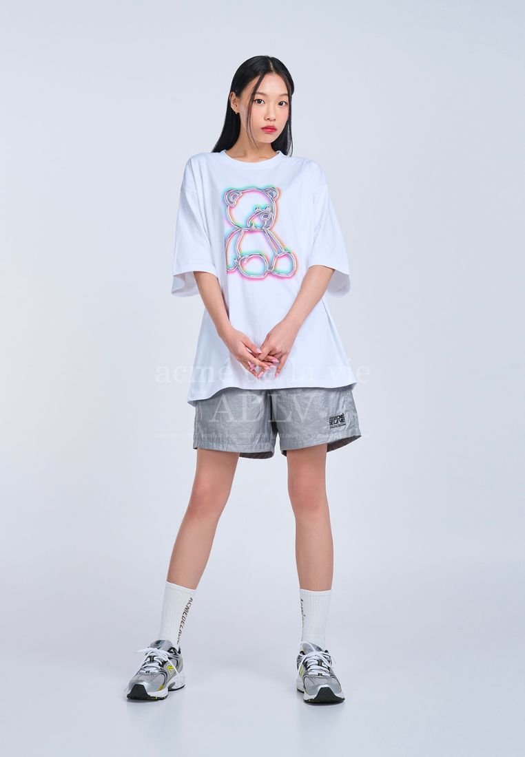 Metal Line Bear Short Sleeve T-Shirt White