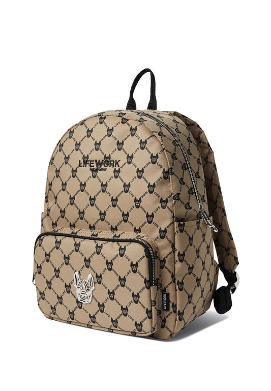 Jacquard Monogram Basic Backpack Pattern Beige