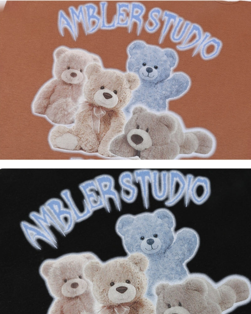 Overfit T-Shirt Bear World Brown