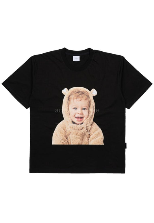 Baby Face Short Sleeve T-Shirt Black Bear Doll
