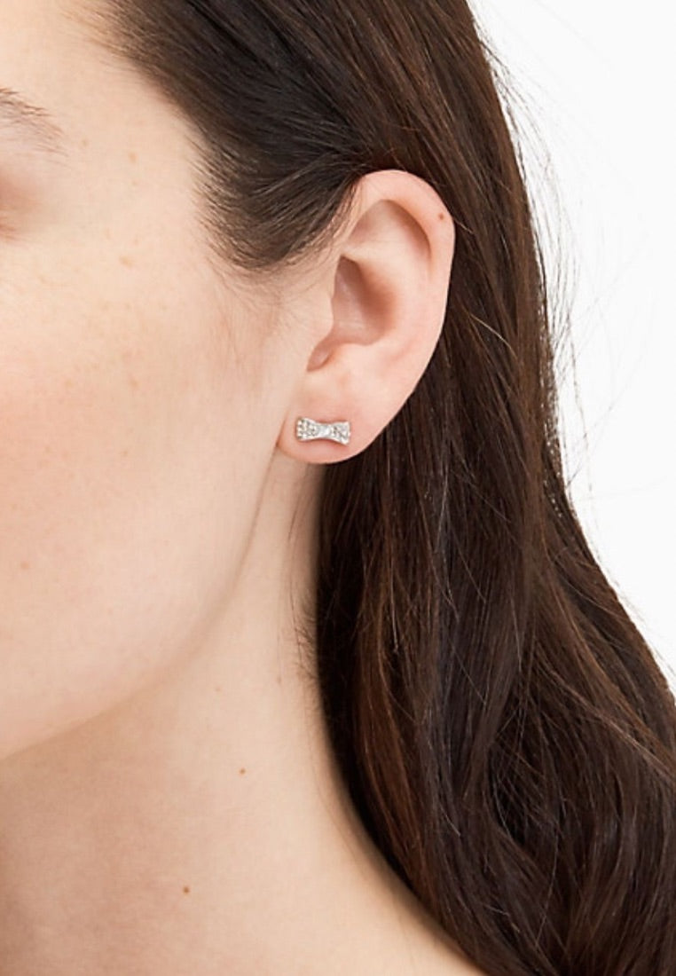 Ready Set Bow Pave Bow Studs Silver