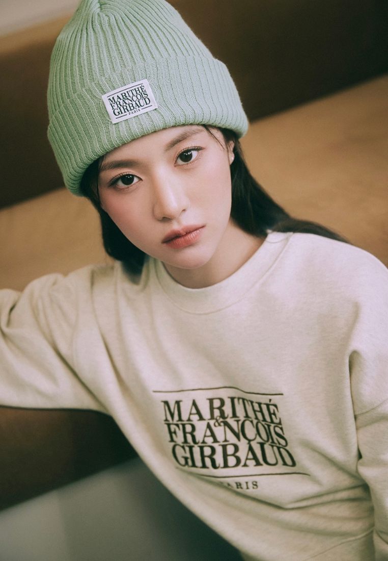 W Classic Logo Crop Sweatshirt Oatmeal