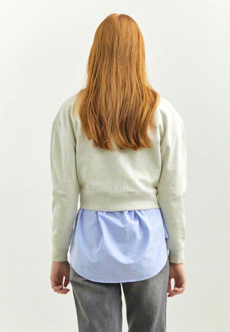 W Classic Logo Crop Sweatshirt Oatmeal