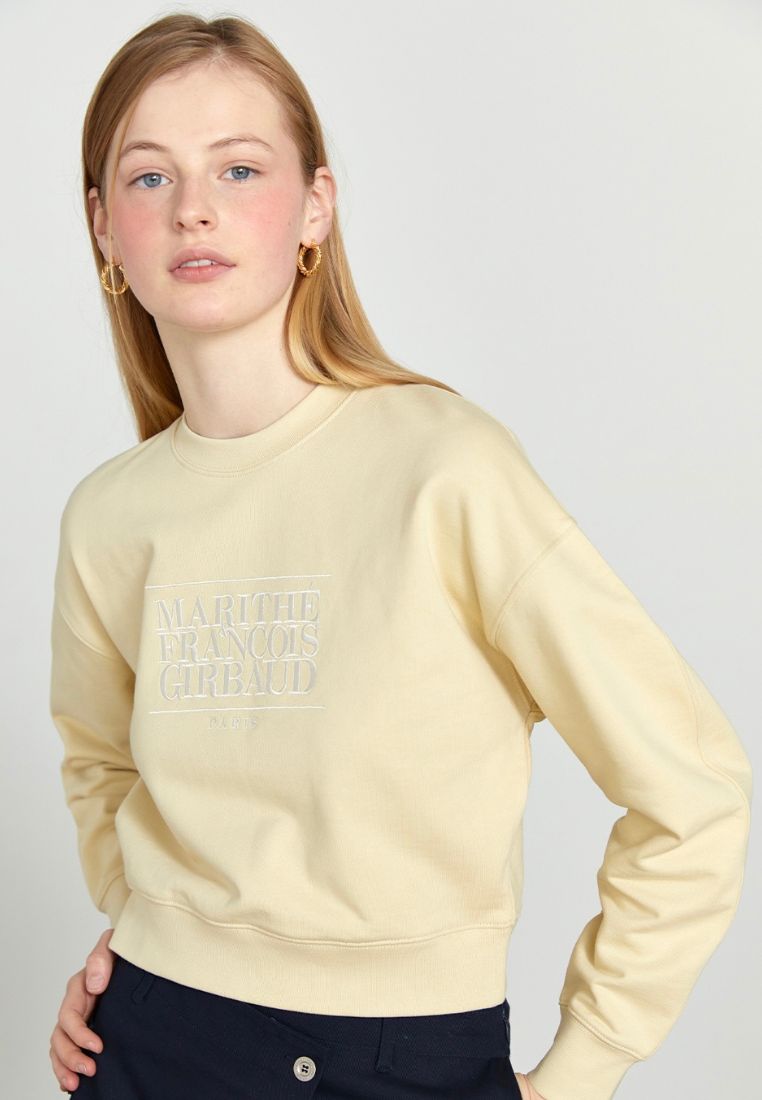 W Classic Logo Crop Sweatshirt Light Yellow