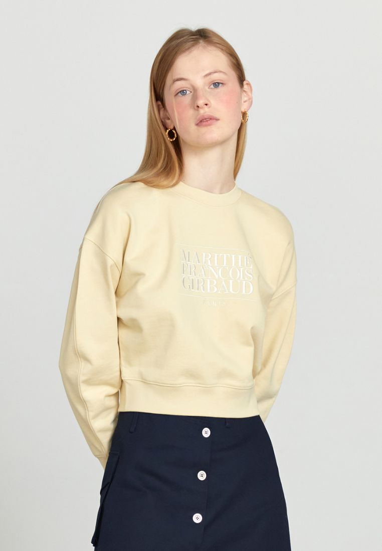 W Classic Logo Crop Sweatshirt Light Yellow
