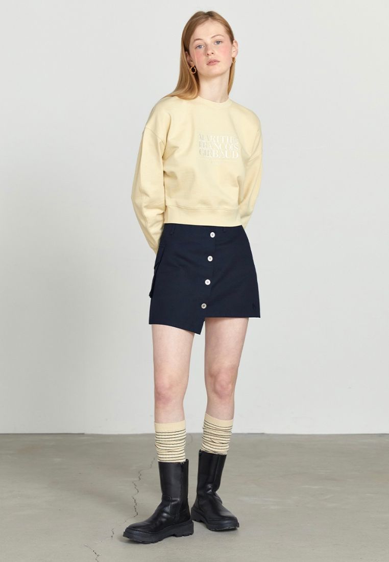 W Classic Logo Crop Sweatshirt Light Yellow