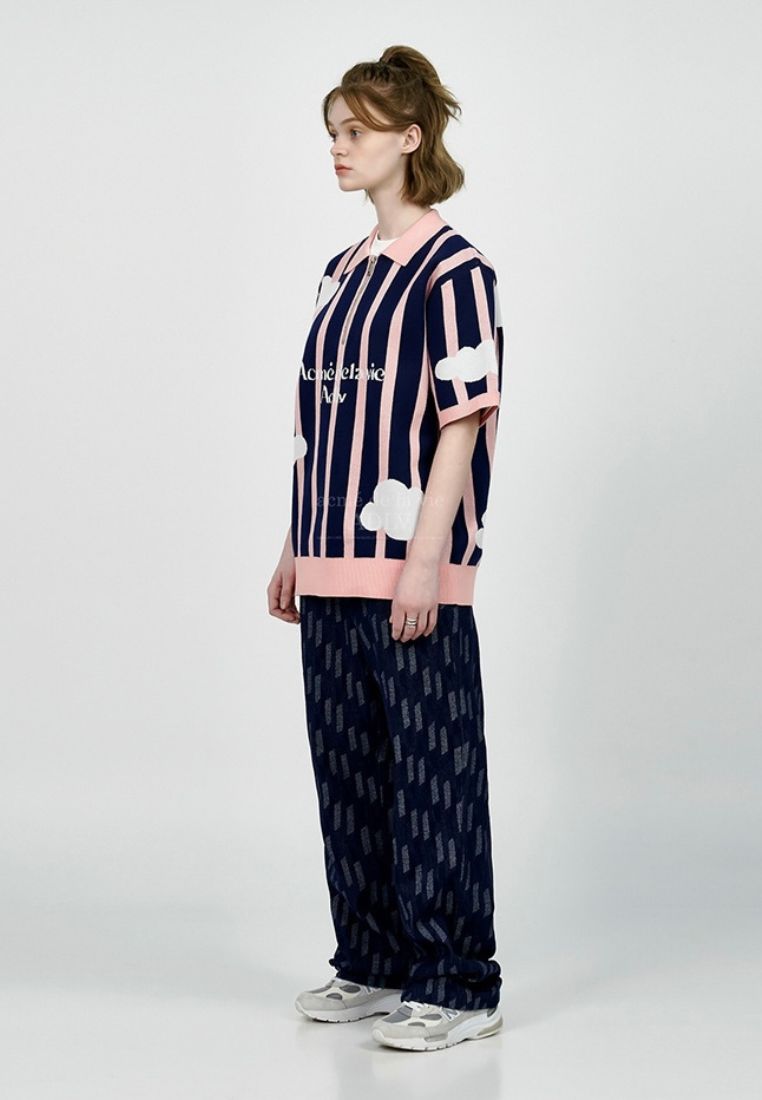 Cloud Logo Short Sleeve Knit Navy