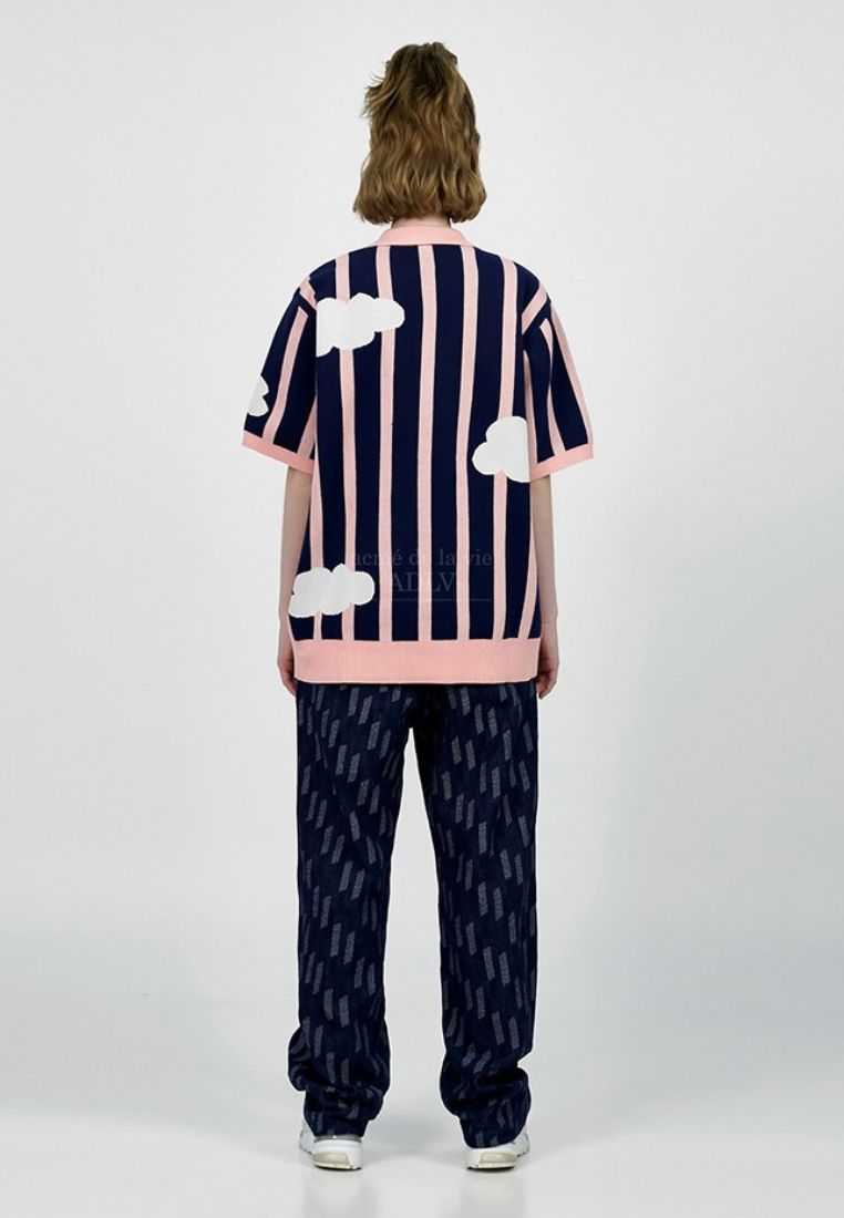 Cloud Logo Short Sleeve Knit Navy