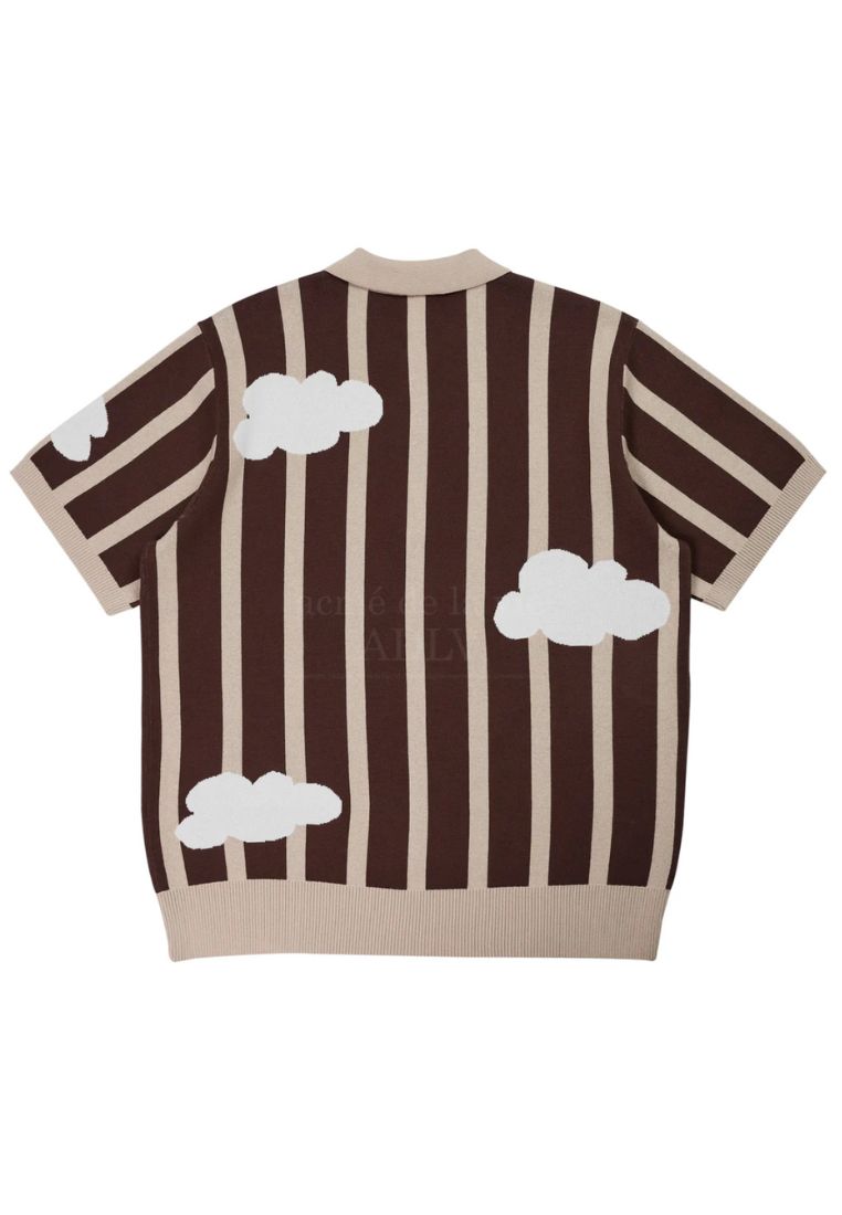 Cloud Logo Short Sleeve Knit Brown
