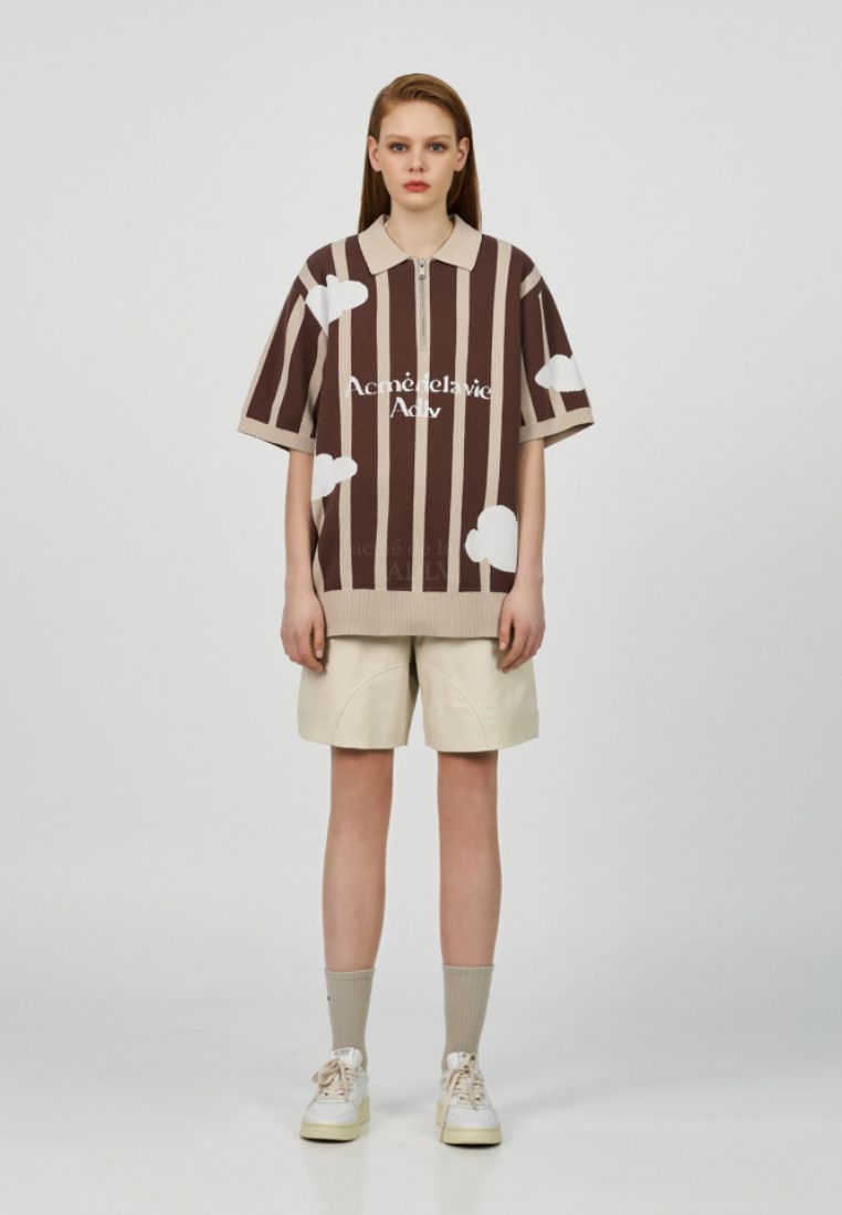 Cloud Logo Short Sleeve Knit Brown