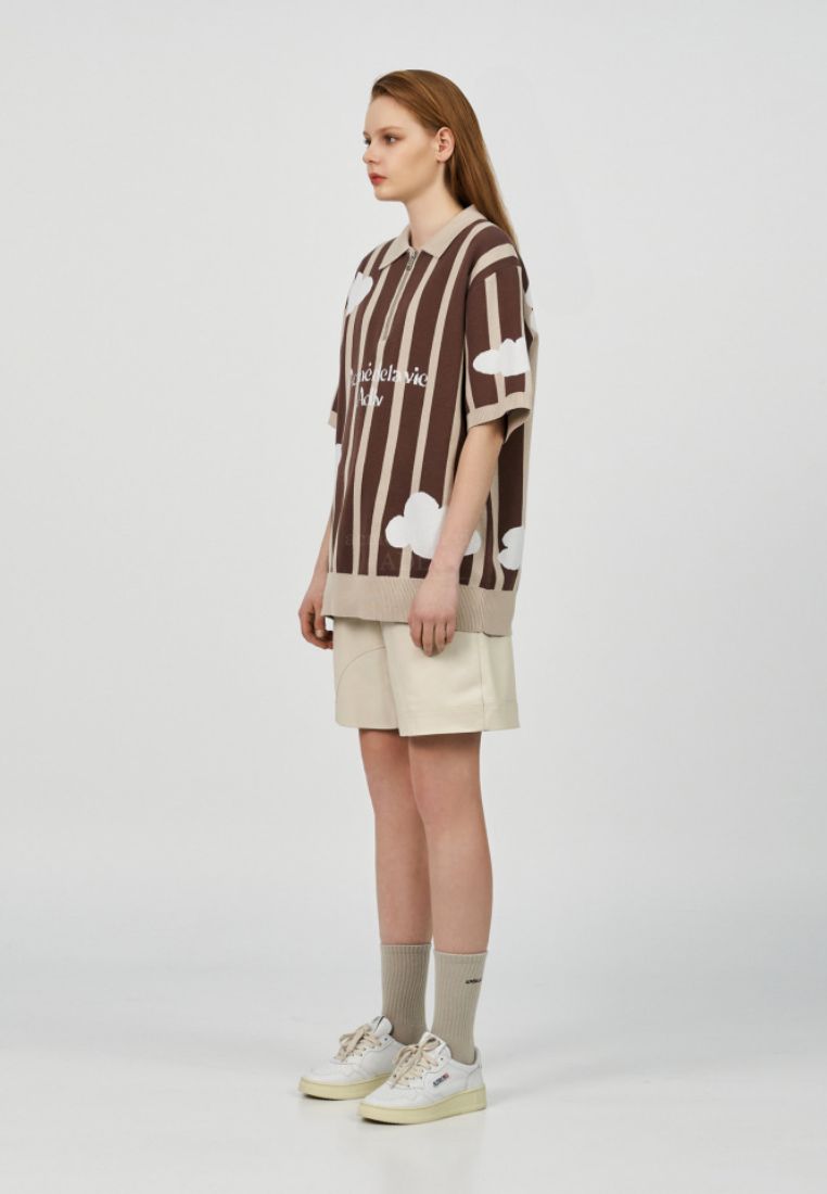 Cloud Logo Short Sleeve Knit Brown