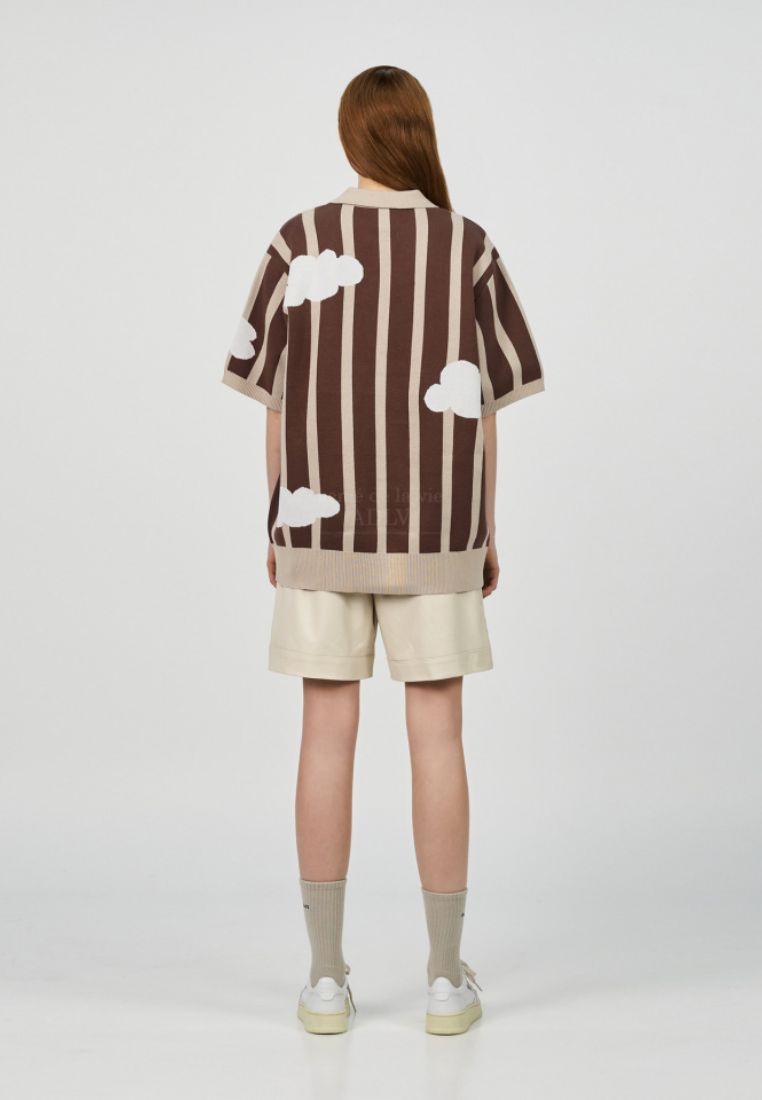 Cloud Logo Short Sleeve Knit Brown