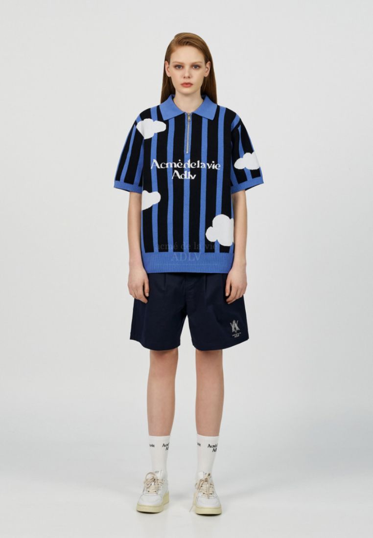 Cloud Logo Short Sleeve Knit Black