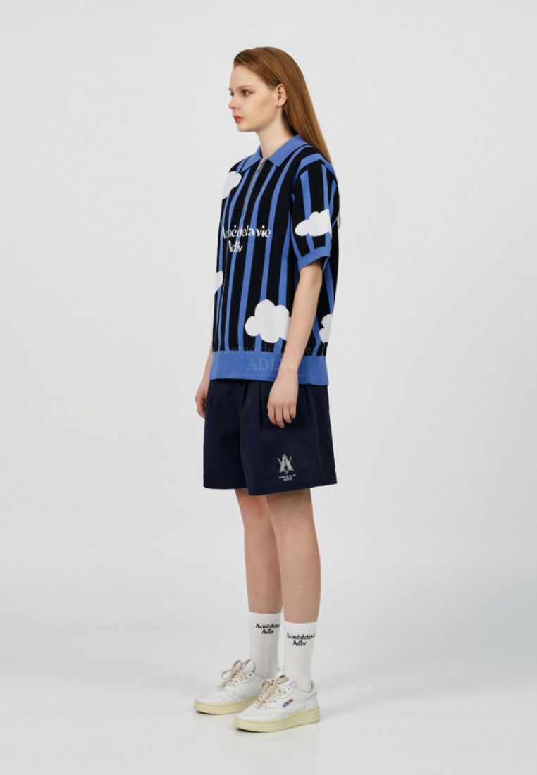 Cloud Logo Short Sleeve Knit Black