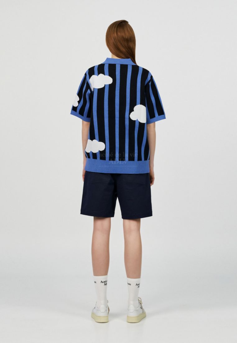 Cloud Logo Short Sleeve Knit Black