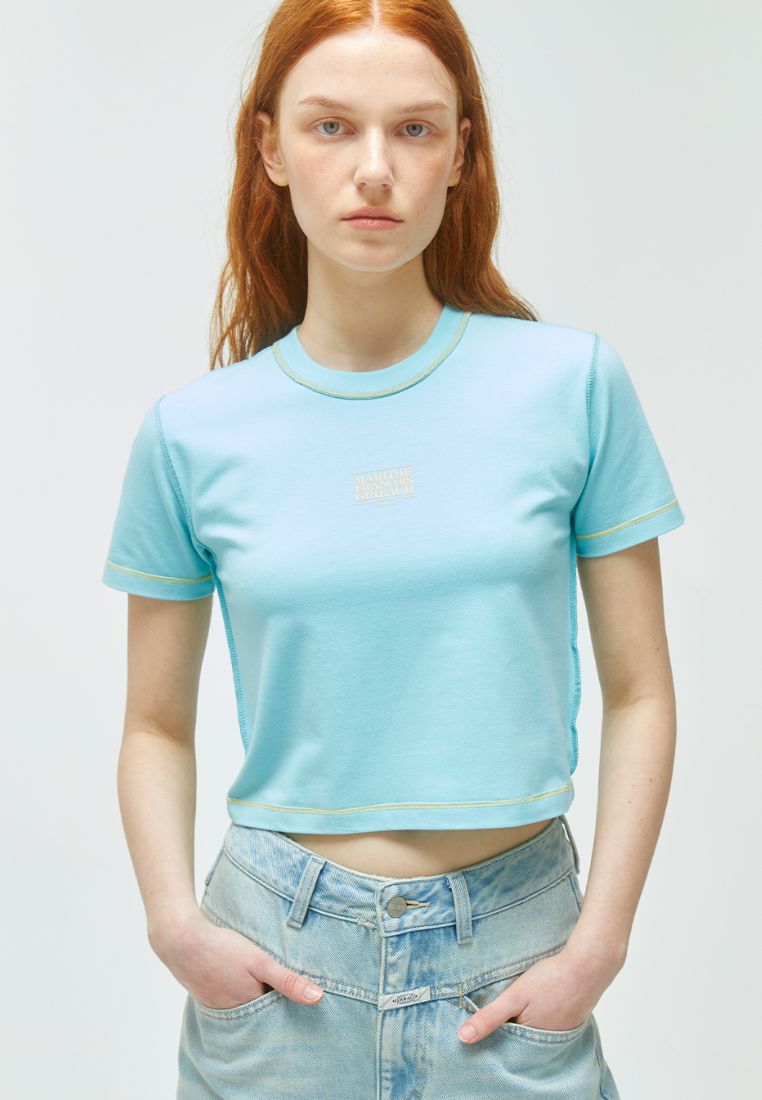 W Classic Logo Baby Crop Sky Blue