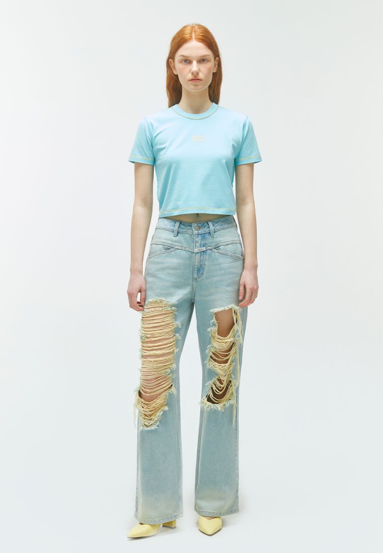 W Classic Logo Baby Crop Sky Blue