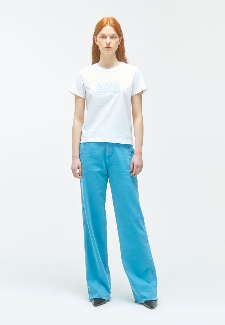 W Classic Logo Tee White/Sky Blue
