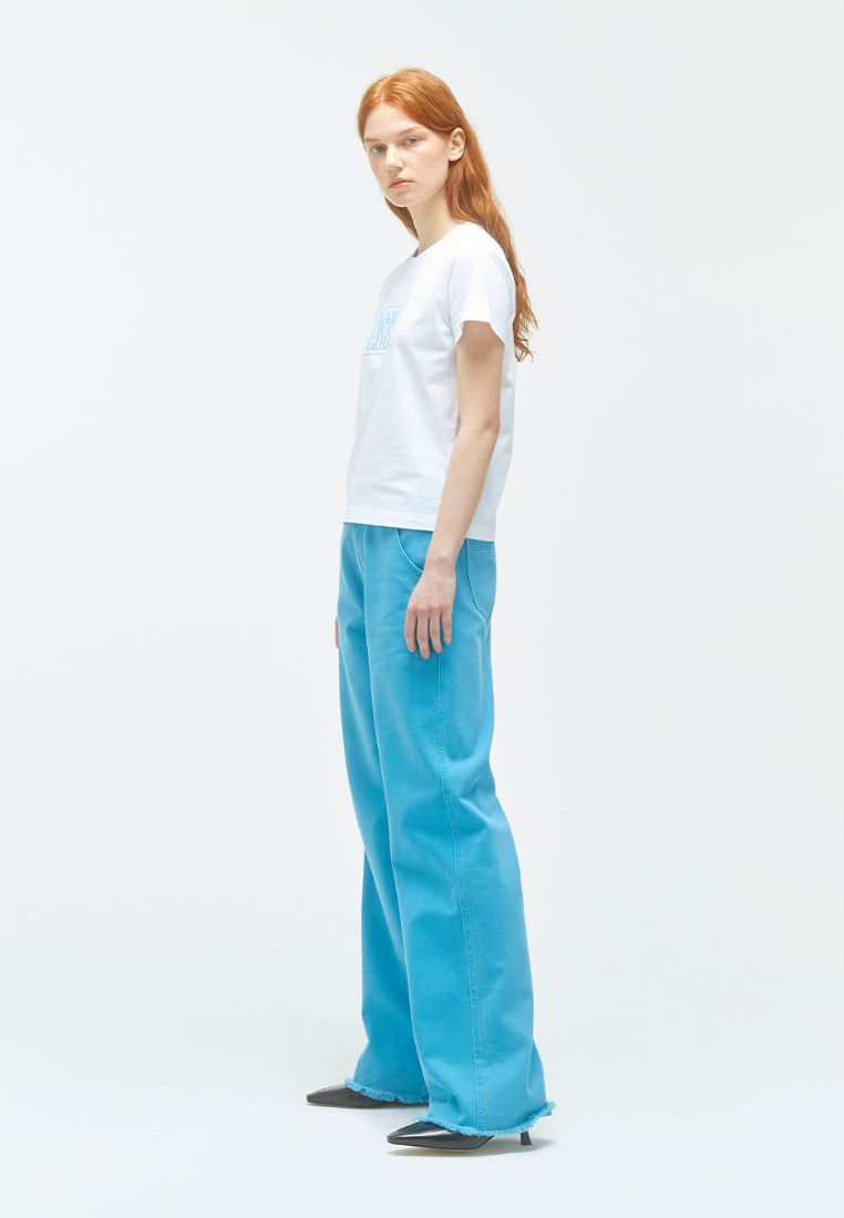 W Classic Logo Tee White/Sky Blue