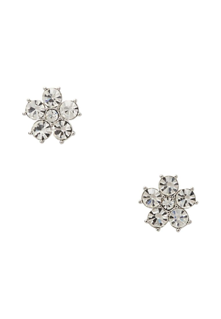 Flower Studs Clear Silver
