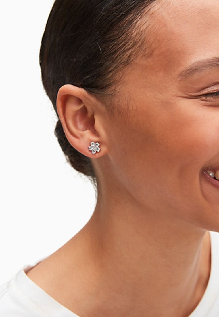 Flower Studs Clear Silver