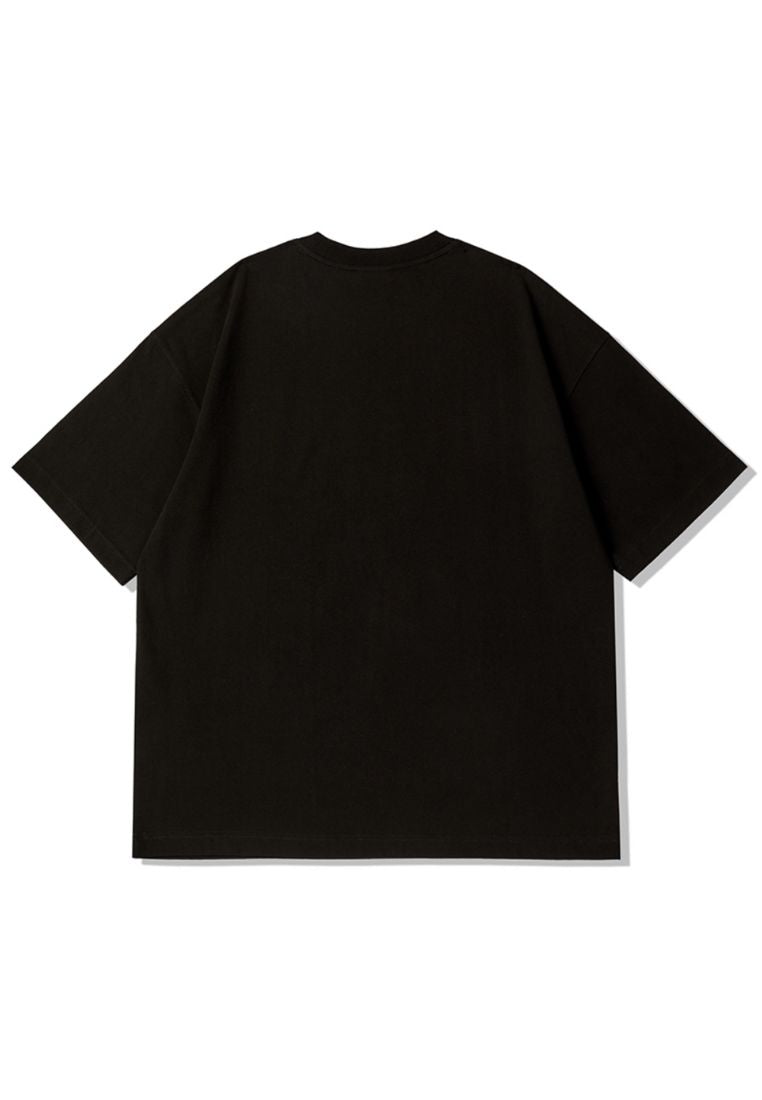 Embroidery Mono Figure T-Shirt Black