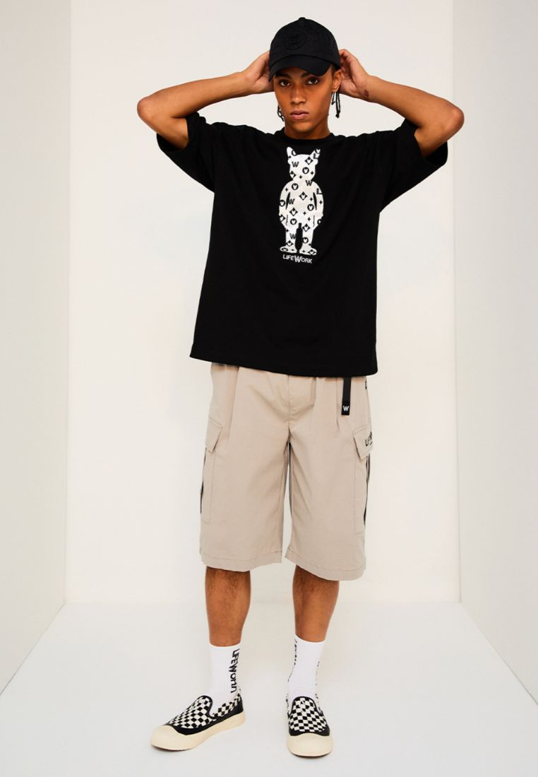 Embroidery Mono Figure T-Shirt Black