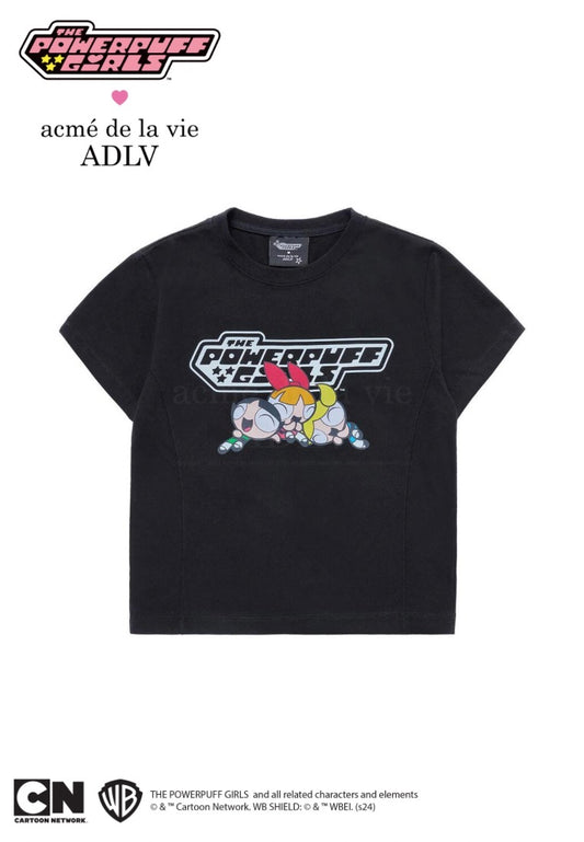 The Powerpuff Girls x Acmedelavie Logo Crop T-Shirts Black