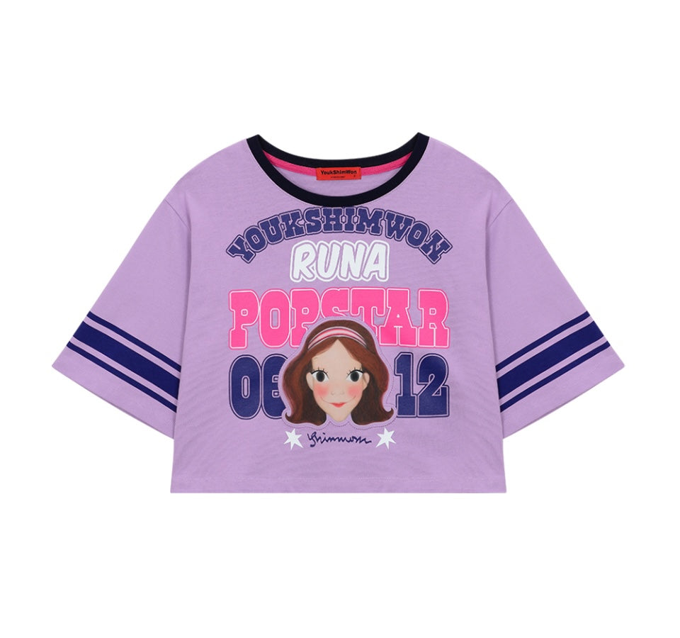Pop Star Semi Crop T-Shirt F Luna