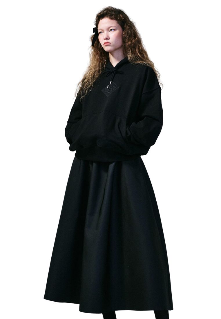 Volume Maxi Skirt Crape Black Ivory