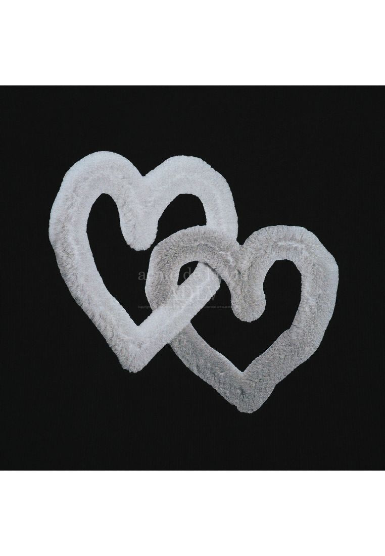 Fuzzy Heart Artwork Short Sleeve T-Shirt Black