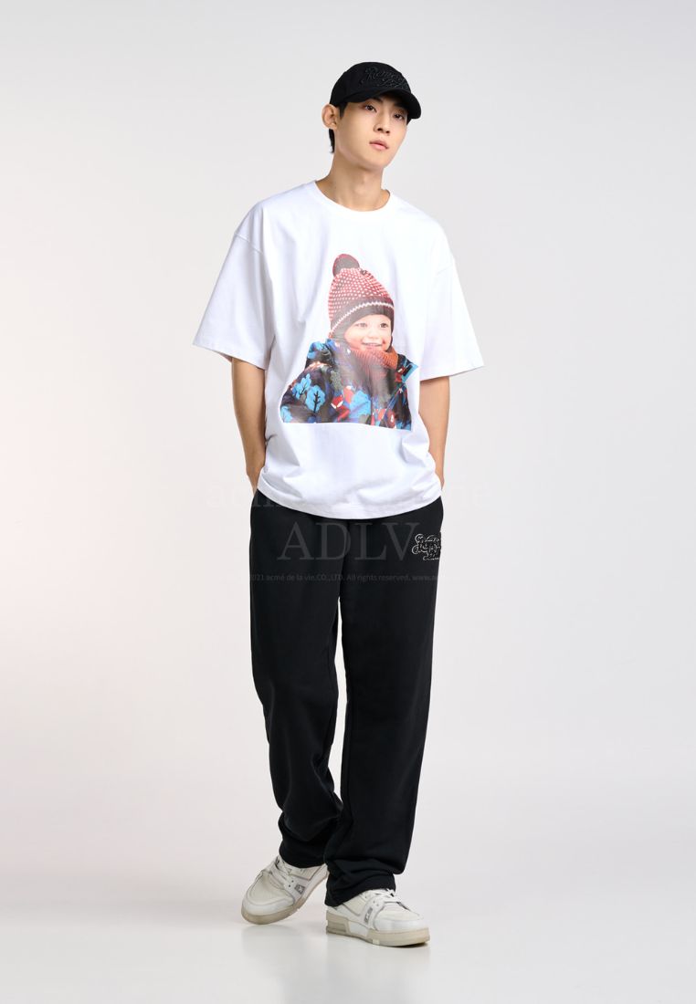 Baby Face Nature Pattern Jacket Boy Short Sleeve T-Shirt White