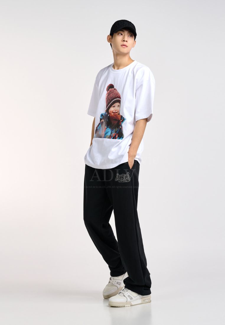 Baby Face Nature Pattern Jacket Boy Short Sleeve T-Shirt White