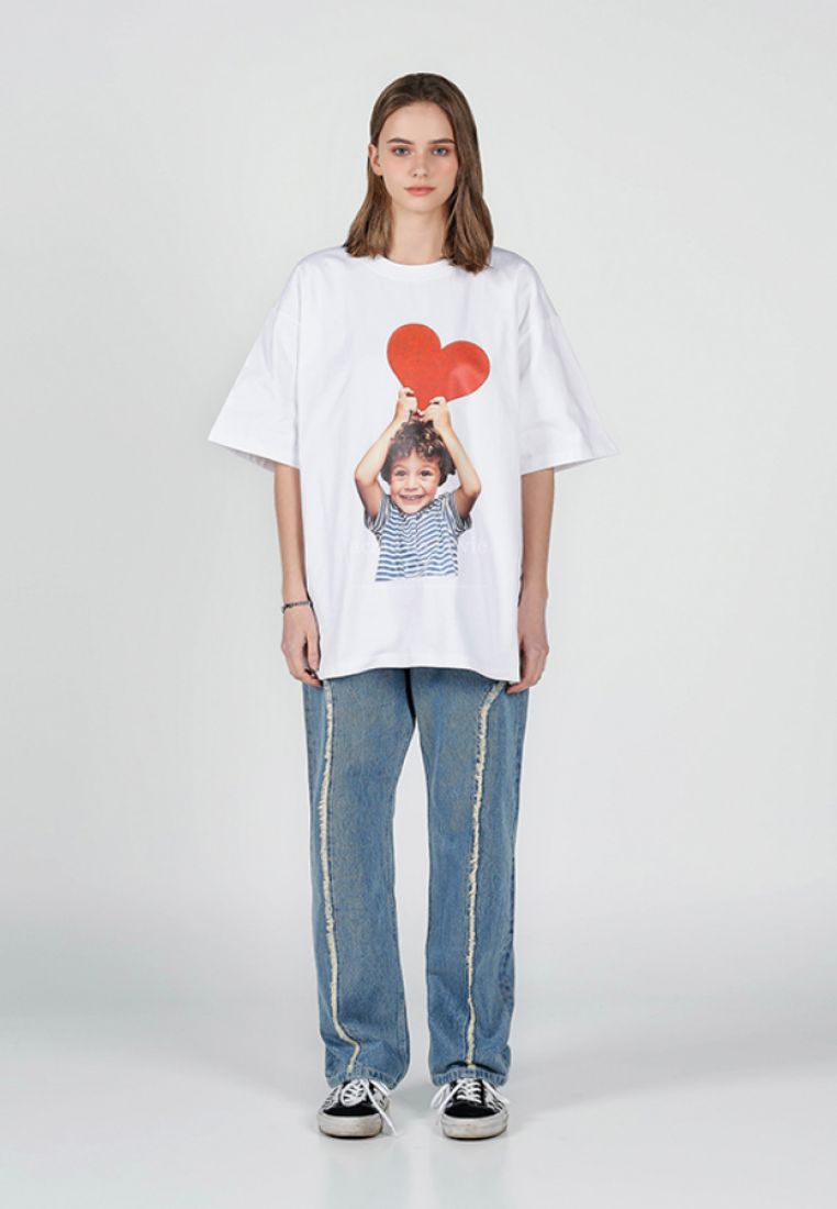 Baby Face HEART BOY Short Sleeve T-Shirt White