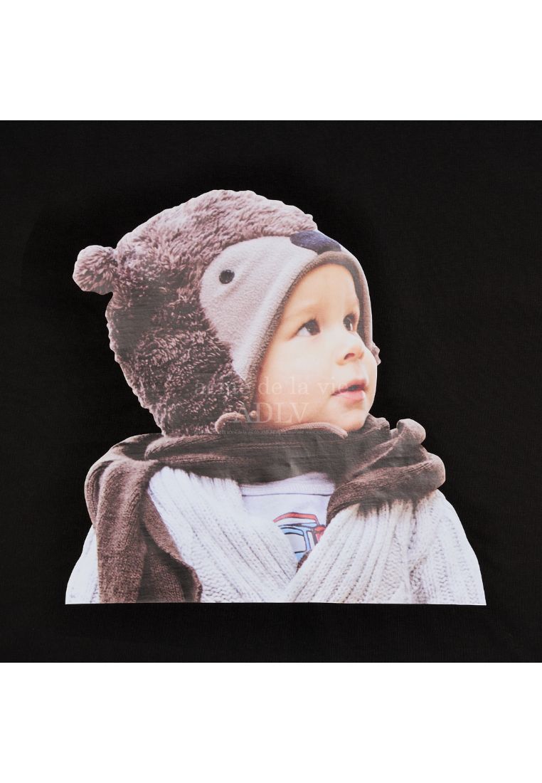 Baby Face BEAR MUFFLER BOY Short Sleeve T-Shirt Black